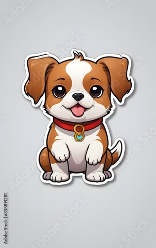 a close up of a sticker of a dog with a collar