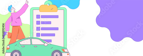 Buy insurance for car flat character vector concept operation illustration

