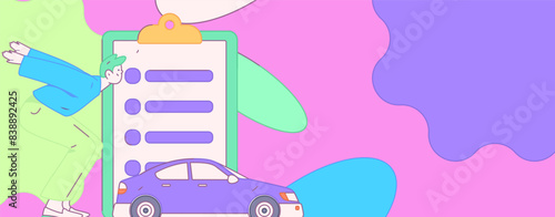 Buy insurance for car flat character vector concept operation illustration
