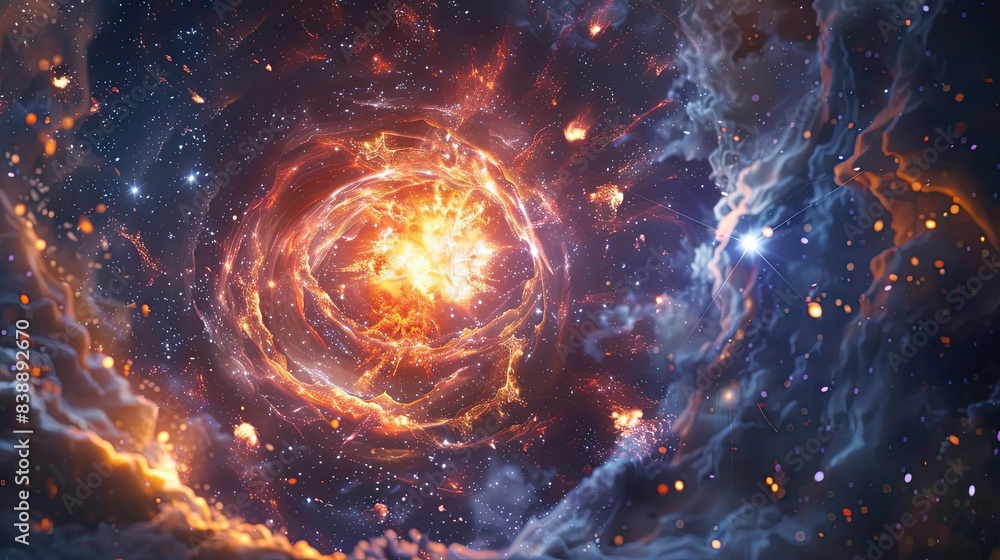 Brilliantly detailed supernova aftermath with expanding nebula, deep space marvel Brilliantly detailed supernova aftermath with expanding nebula, deep space marvel