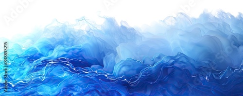 Deep sky blue wave abstract background, bright and expansive, isolated on white photo