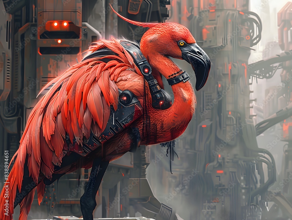Obraz premium Illustration design of a pink flamingo. Ai Generate.