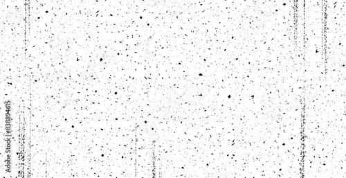Vintage patern subtle black grunge speckle on white background. Distress grain abstract texture with grungy splash dirty pattern. Backdrop with specks, grit, scratches, rough sand effect  