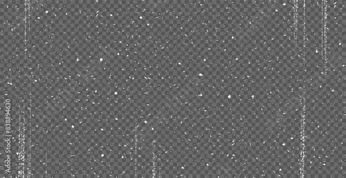 Vintage patern subtle white grunge speckle on transparent  background. Distress grain abstract texture with grungy splash dirty pattern. Backdrop with specks, grit, scratches, rough sand effect