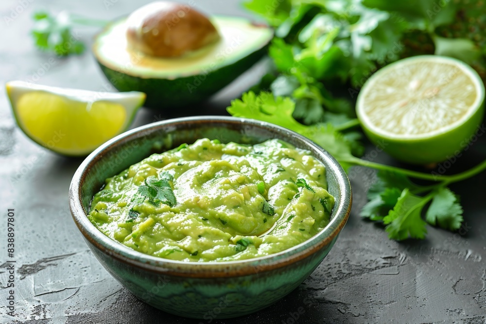 Avocado dip with cilantro and lime, vegetarian mexican food Avocado dip with cilantro and lime, vegetarian mexican food