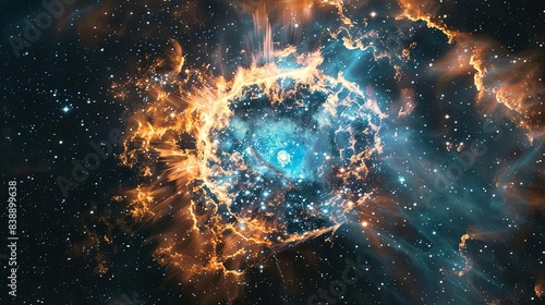 Stunning depiction of a supernova remnant with intricate gas clouds, celestial art