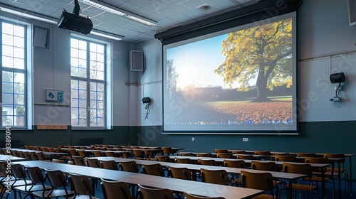 Led Screen For education in Class room. Generative AI. photo