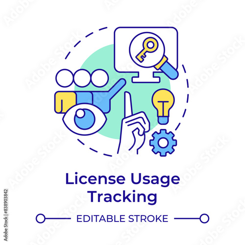 License usage tracking multi color concept icon. Licensing software, access control. Round shape line illustration. Abstract idea. Graphic design. Easy to use in infographic, presentation