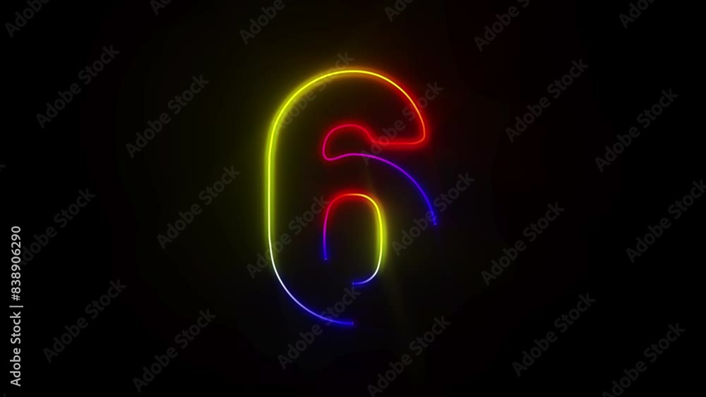 Neon number six on dark background. 3D illustration Neon number six on dark background. 3D illustration