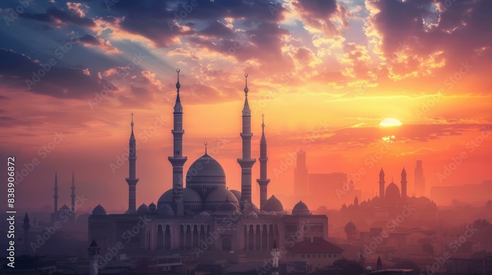 Obraz premium Eid Al - Adha background illusrtation generated by ai