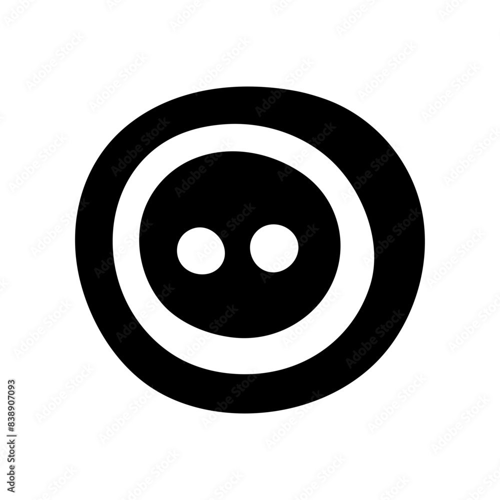 Round button with two holes. Black and white Icon. Hand drawn vector illustration Round button with two holes. Black and white Icon. Hand drawn vector illustration