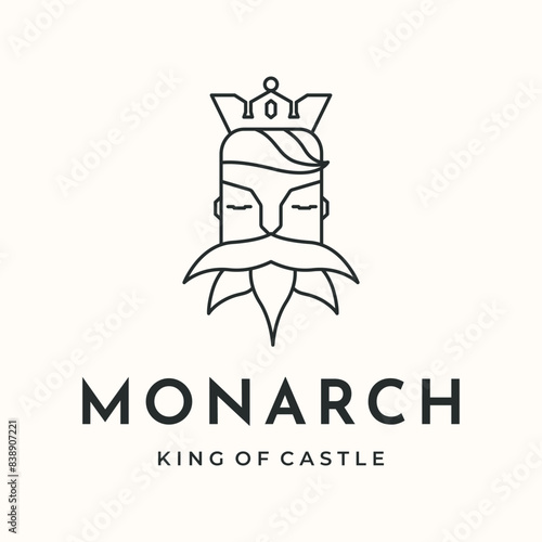 king character line art logo vector minimalist illustration design, king face symbol design