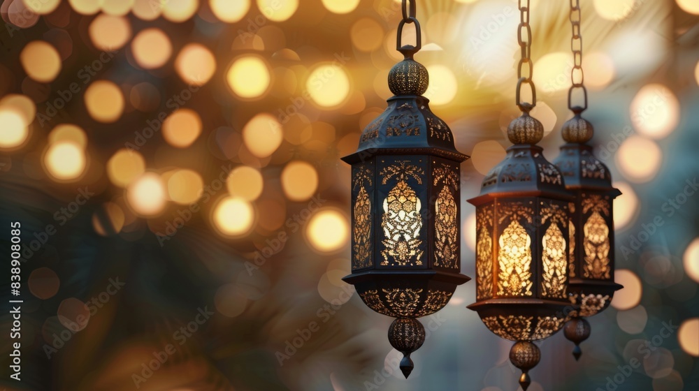 Islamic latern. Eid Al Adha, Ramadhan holidays background illustration generated by ai Islamic latern. Eid Al Adha, Ramadhan holidays background illustration generated by ai