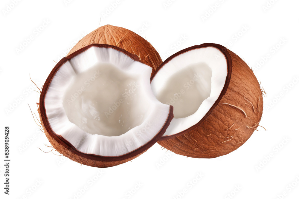 The Yin and Yang of Coconut on a White or Clear Surface PNG Transparent Background. The Yin and Yang of Coconut on a White or Clear Surface PNG Transparent Background.