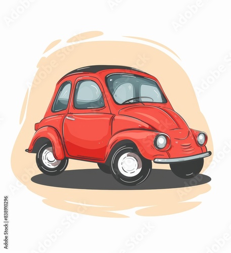 Charming Vector Illustration of a Classic Red Car
