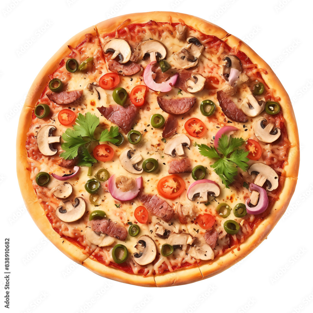 a pizza with mushrooms and peppers a pizza with mushrooms and peppers