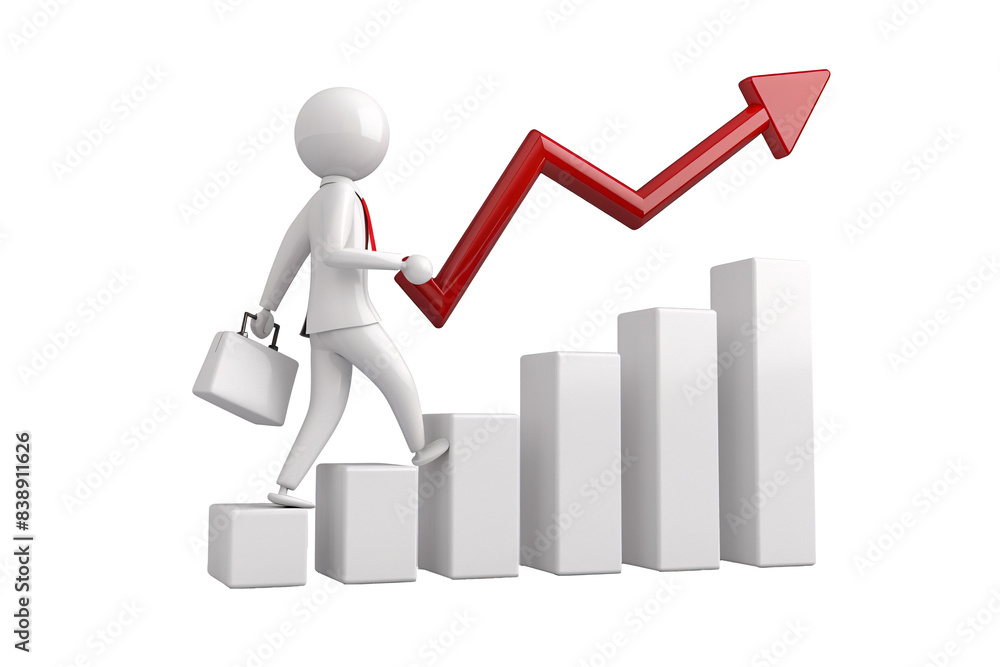 a man walking up a graph a man walking up a graph