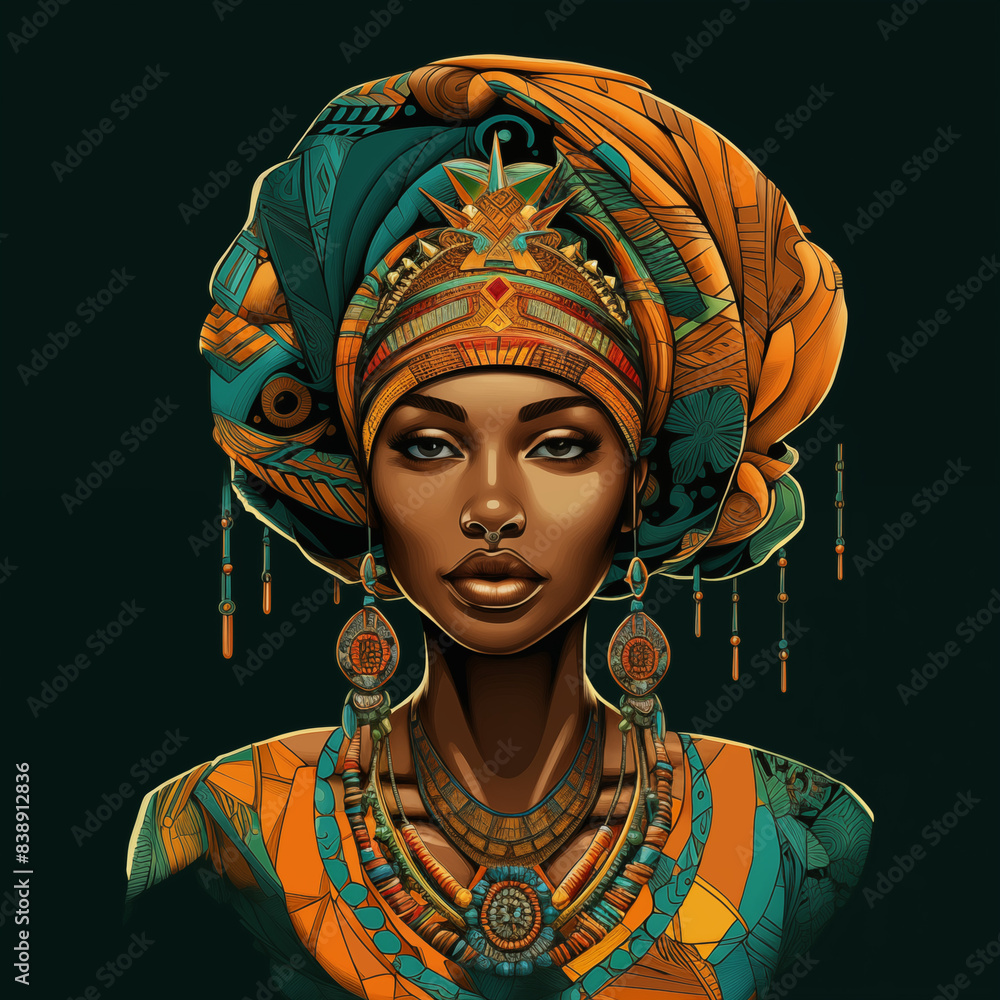 Fototapeta premium Fulani Radiance: A Digital Canvas of Heritage and Light