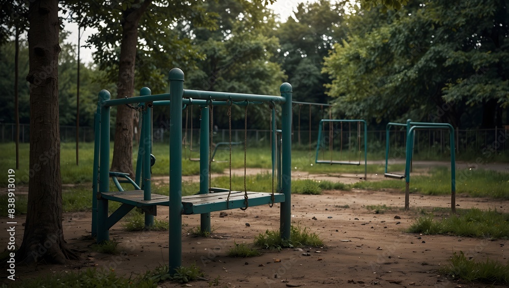 A nostalgic reflection on a deserted playground, now silent and overgrown with memories ai_generated A nostalgic reflection on a deserted playground, now silent and overgrown with memories ai_generated