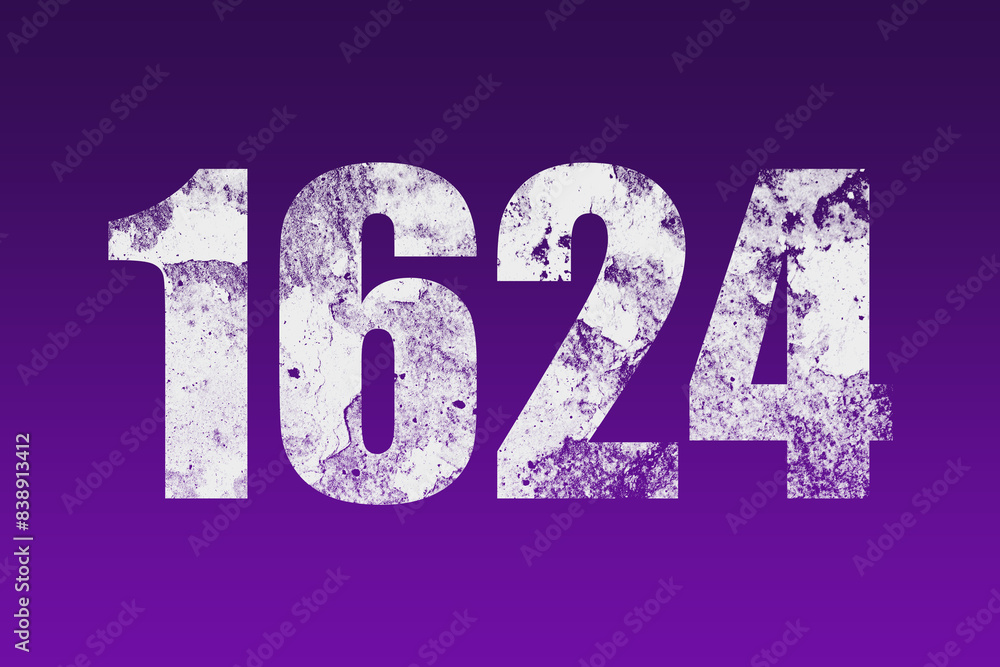 flat white grunge number of 1624 on purple background. flat white grunge number of 1624 on purple background.
