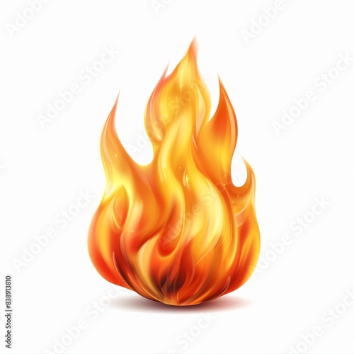 Fire icon, flame bonfire sign, campfire symbol, 3d realistic burn graphic element, fire emblem, grill pictogram