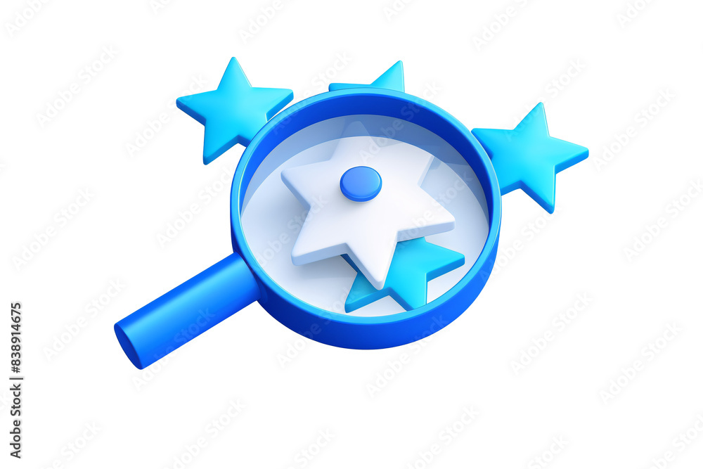 a blue magnifying glass with white stars a blue magnifying glass with white stars