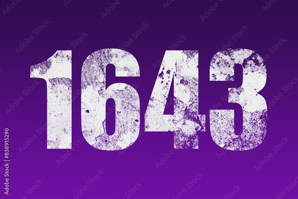 flat white grunge number of 1643 on purple background. flat white grunge number of 1643 on purple background.