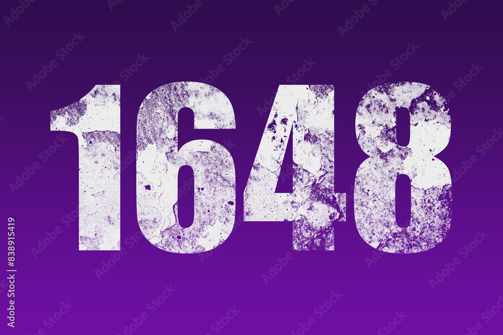 flat white grunge number of 1648 on purple background. flat white grunge number of 1648 on purple background.