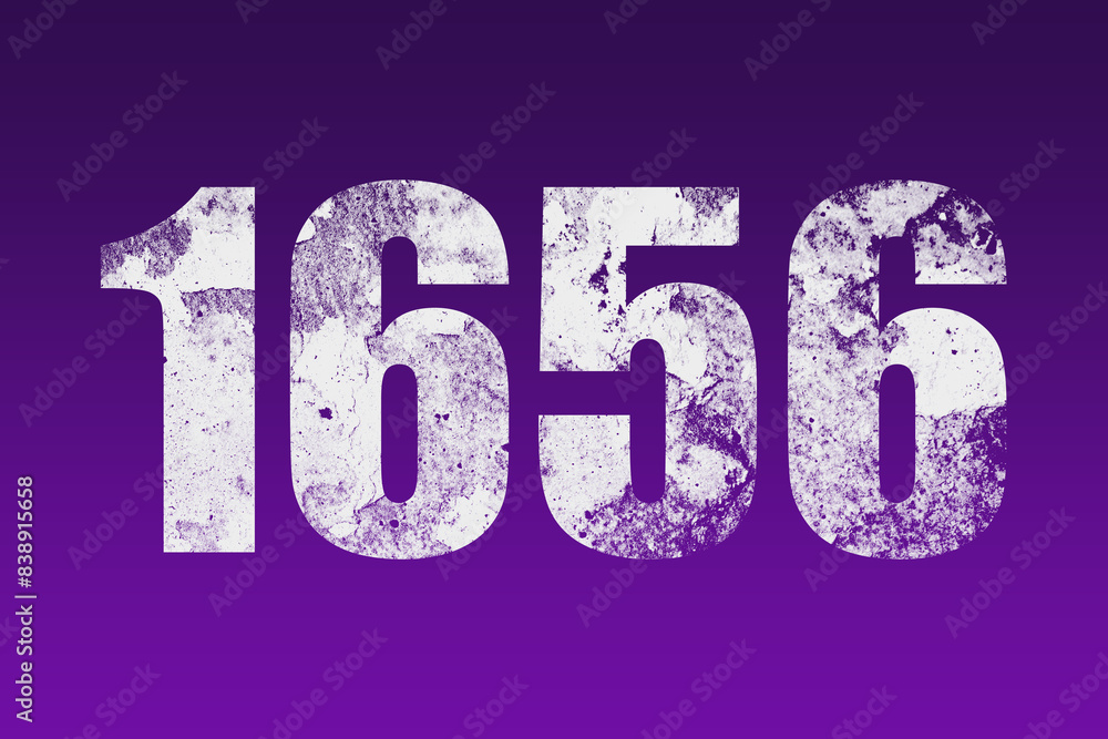 flat white grunge number of 1656 on purple background. flat white grunge number of 1656 on purple background.