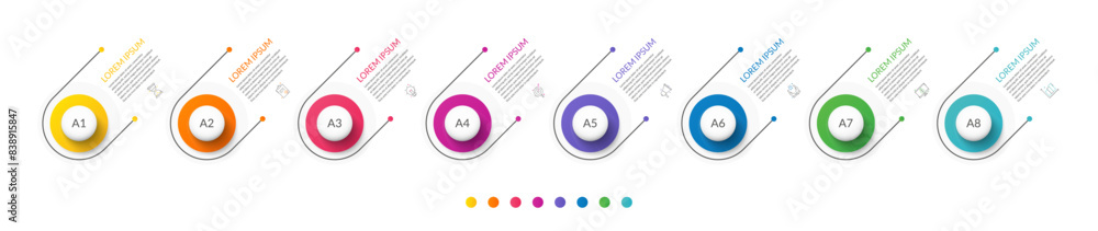 Modern vector infographics with eight circles. Business template with 8 ...