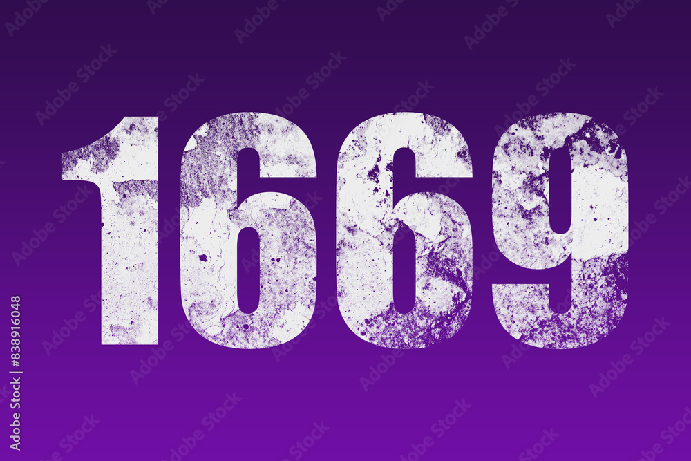 flat white grunge number of 1669 on purple background. flat white grunge number of 1669 on purple background.