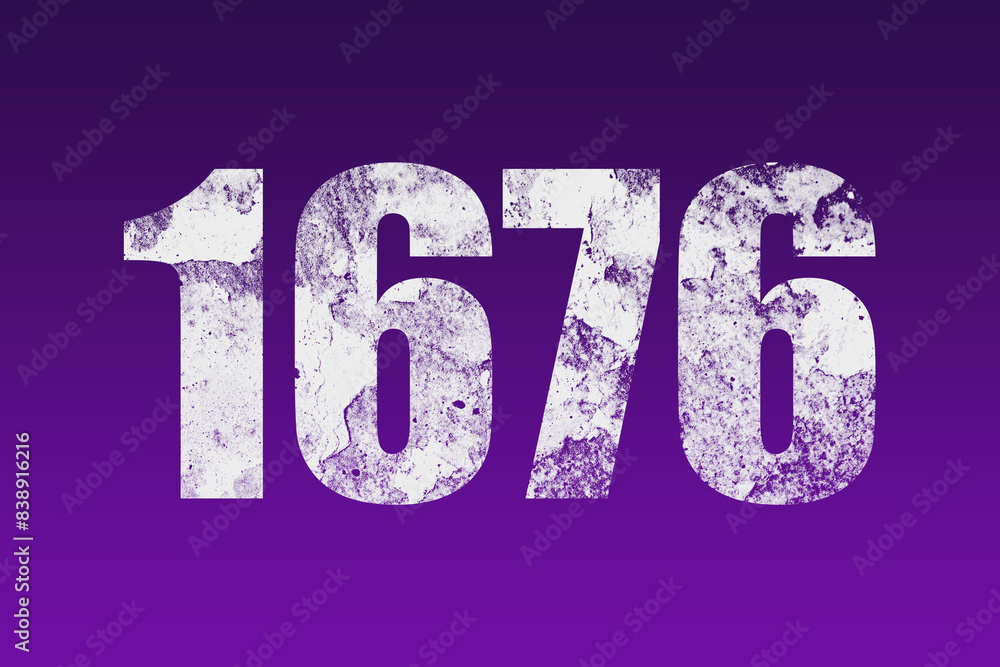 flat white grunge number of 1676 on purple background. flat white grunge number of 1676 on purple background.