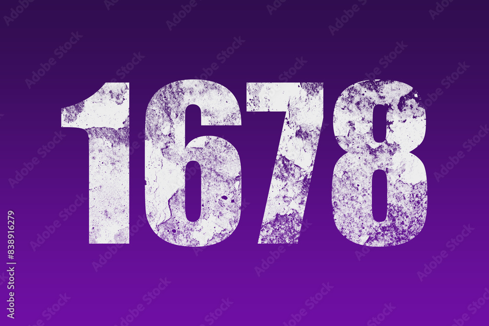 flat white grunge number of 1678 on purple background. flat white grunge number of 1678 on purple background.