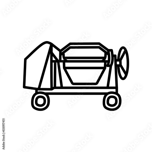 Concrete Mixer Outline Icon, Vector illustration