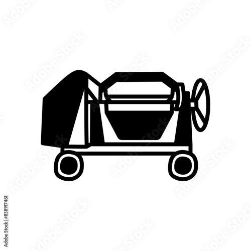 Concrete Mixer Glyph Icon, Vector illustration