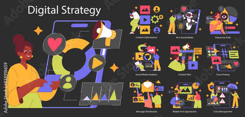 Digital Strategy. Flat Vector Illustration