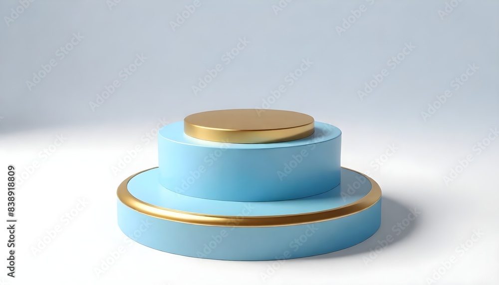 Blue gold podium isolated on white background Blue gold podium isolated on white background