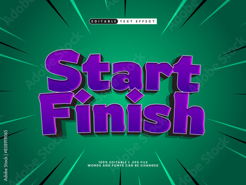 start finish editable text effect in game and kids text style