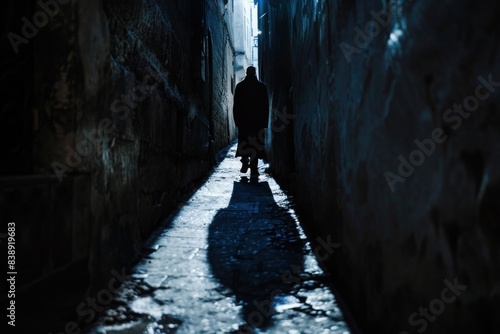 A shadow cast by a guiding light in a dark alley, symbolizing hope and guidance in difficult times. © Shahjahan