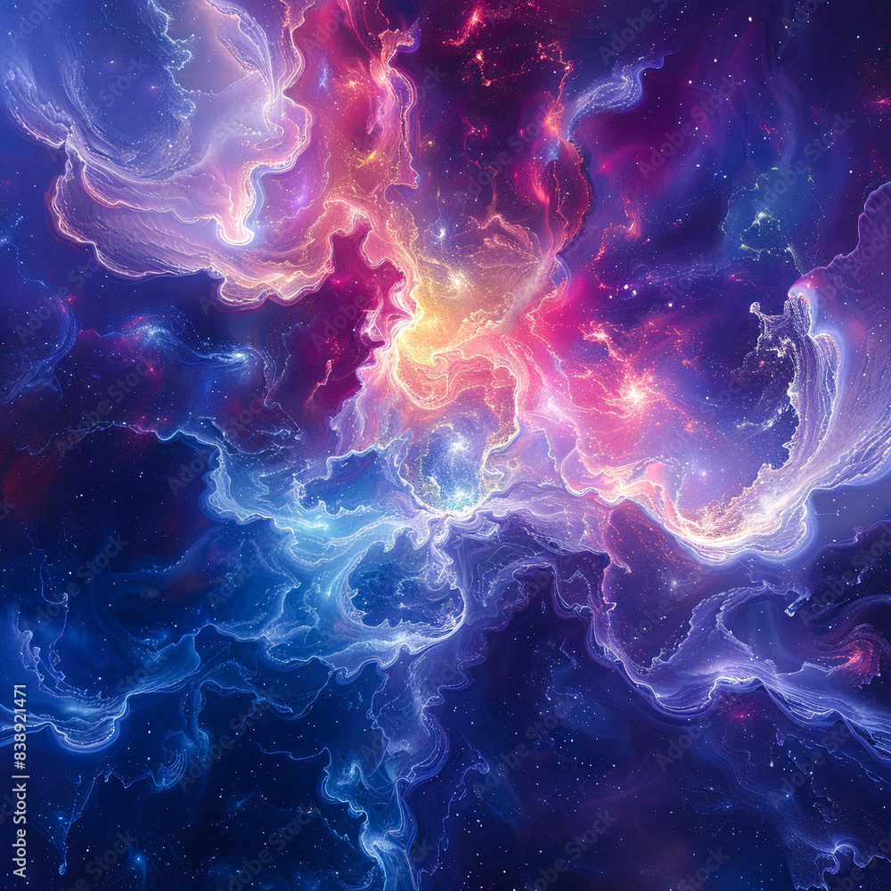 Abstract background resembling the celestial drift of cosmic phenomena, with wisps of ethereal light and shadow dancing gracefully across a star-studded expanse