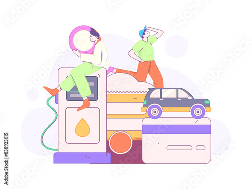 Photos Vector Internet operation hand-drawn illustration of people getting discounts fo