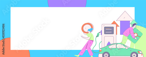Vector Internet operation hand-drawn illustration of people getting discounts for refueling their cars
