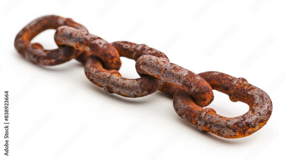 rusty chain link Isolated on white background. Concept of rusty equipment for designer rusty chain link Isolated on white background. Concept of rusty equipment for designer