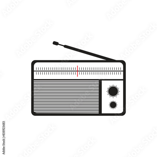 The black and white radio icon is suitable for your design needs