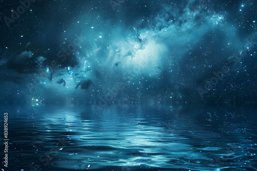 Wallpaper Mural Blue fantasy background with stars over ocean Torontodigital.ca