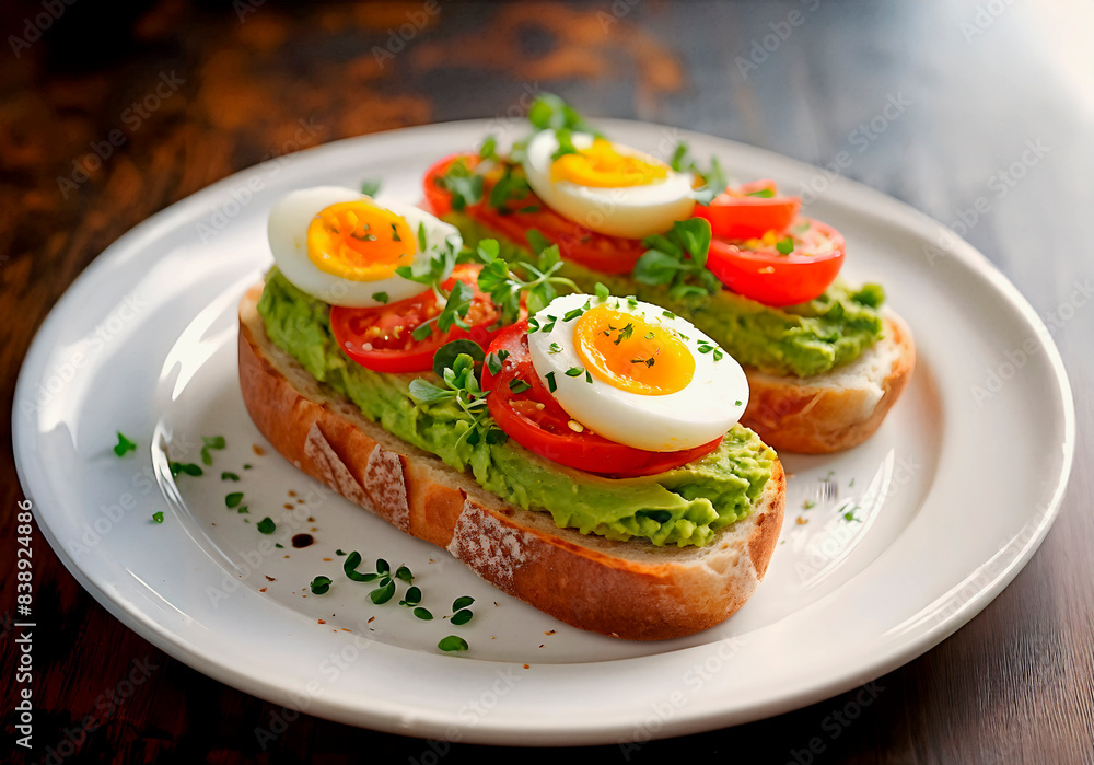 Avocado toast with tomato and egg Avocado toast with tomato and egg