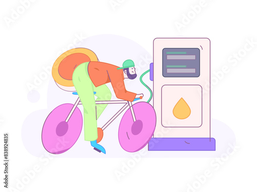 Vector Internet operation hand-drawn illustration of people getting discounts for refueling their cars
