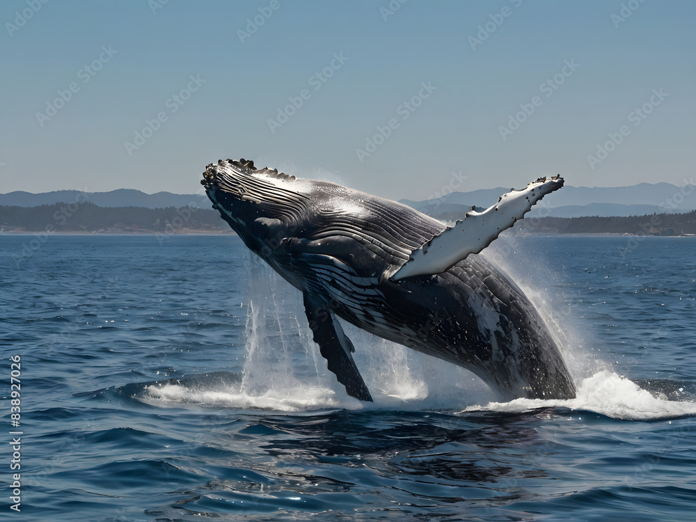 Fototapeta premium whale jumping out of water