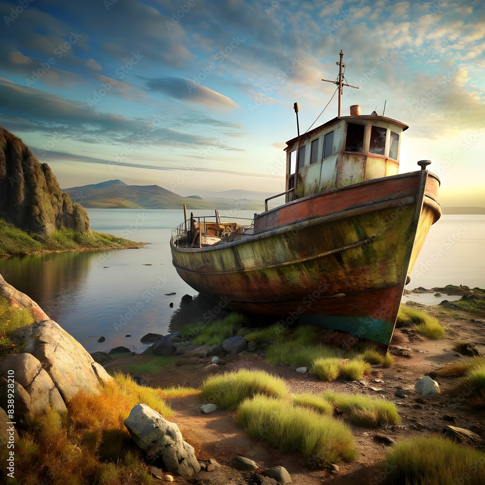 free photo old rustyn fishing boat on the slope alo free photo old rustyn fishing boat on the slope alo