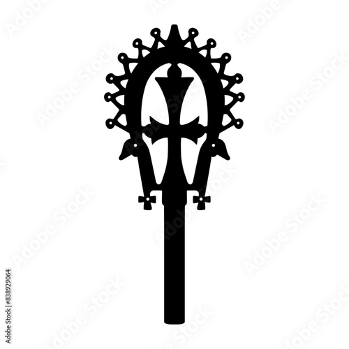 Rare animalistic cross shape, ornamental outline symbol